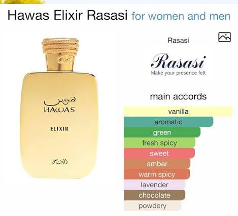 Hawas Elixir Rasasi for women and men